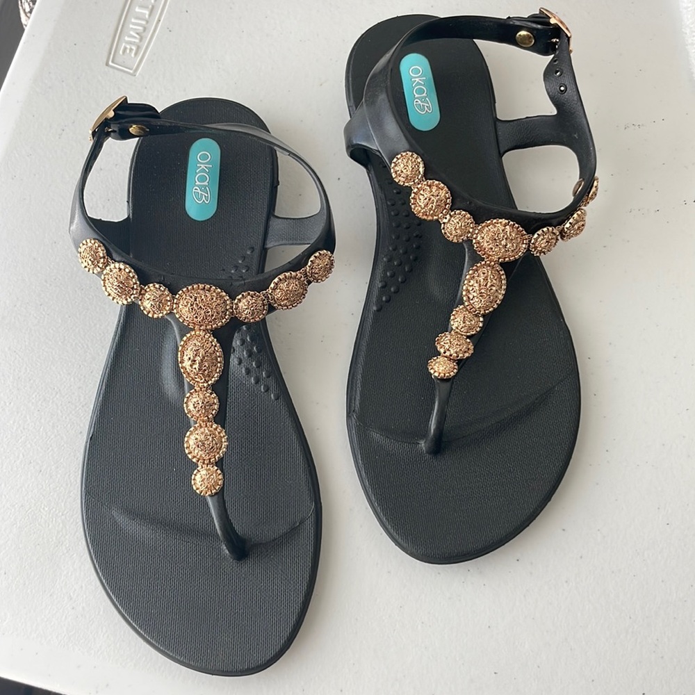 Oka.B Sandals with Gold Design size 6